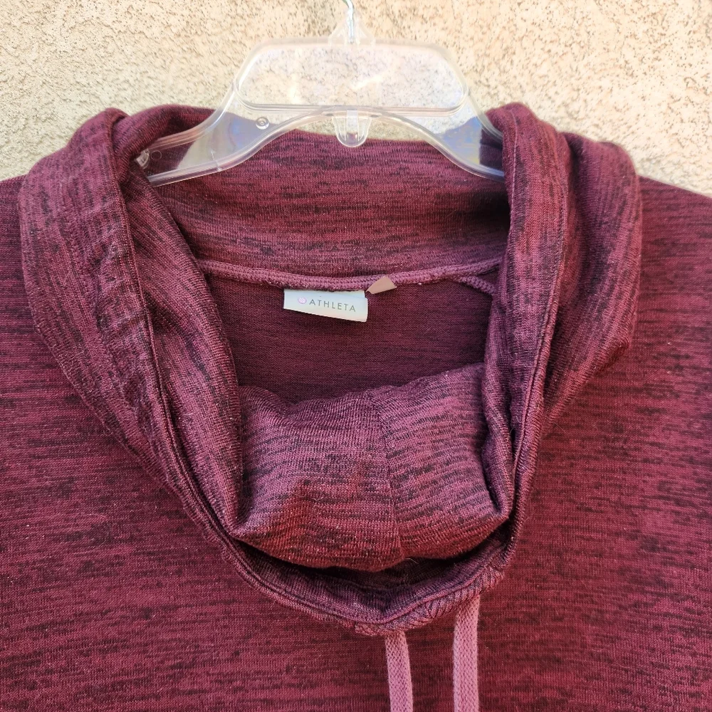 ATHLETA Women's Sport It Sweater Dress Medium Cowl Neck Burgundy Comfort - Picture 4 of 13